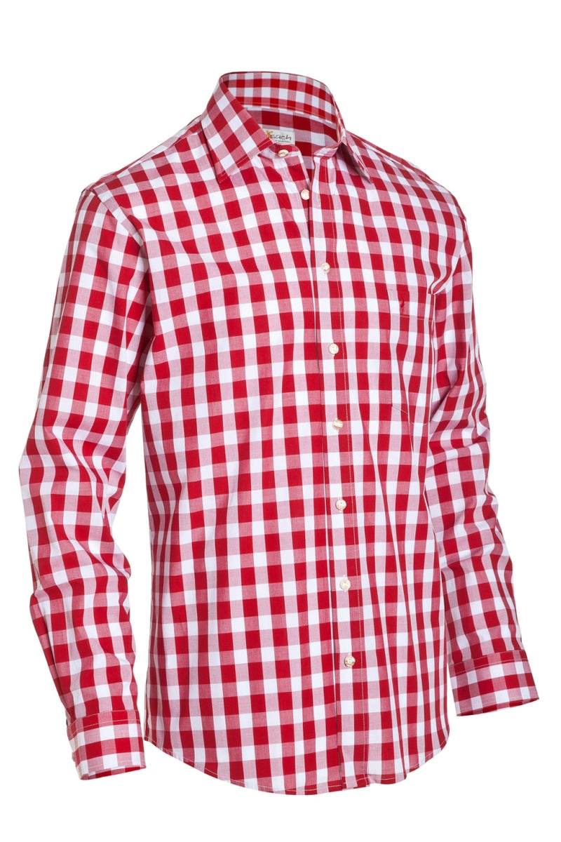Bayerisches Rotkariertes Herrenhemd - Lederhose Herren