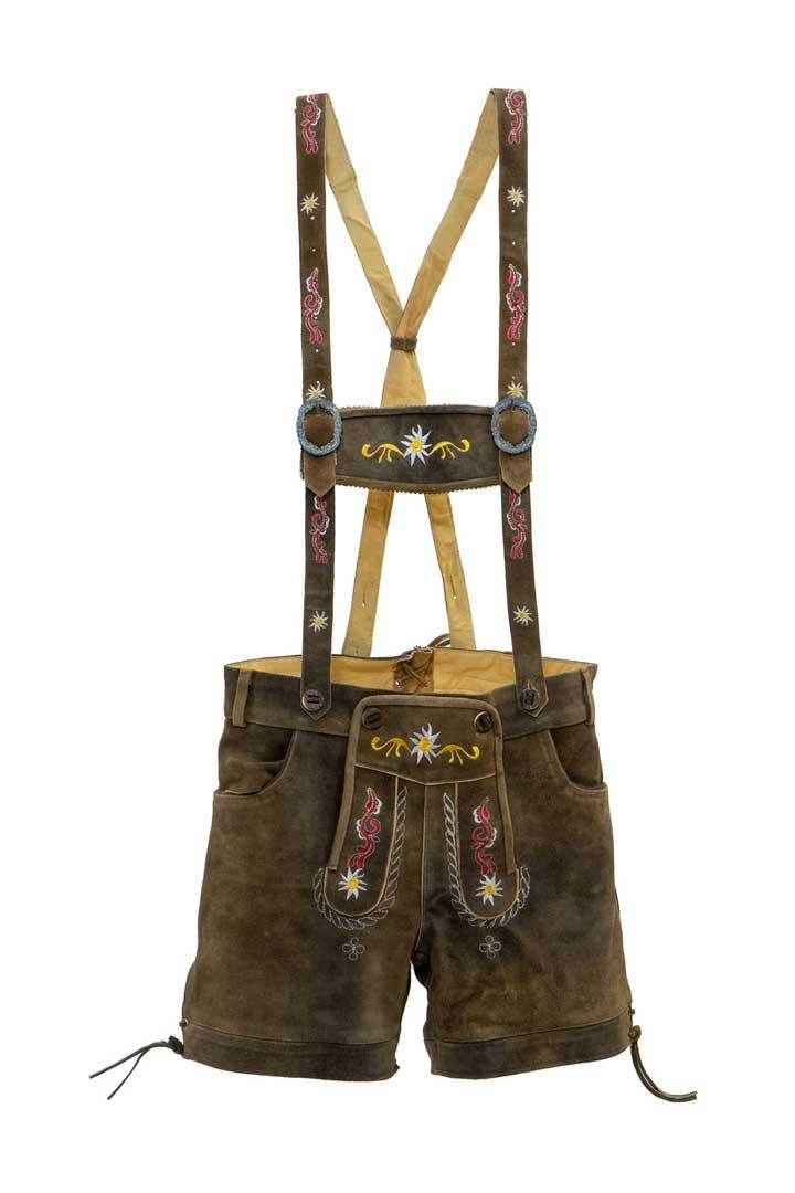 Bayerische Damen Lederhose mit klassischer Stickerei