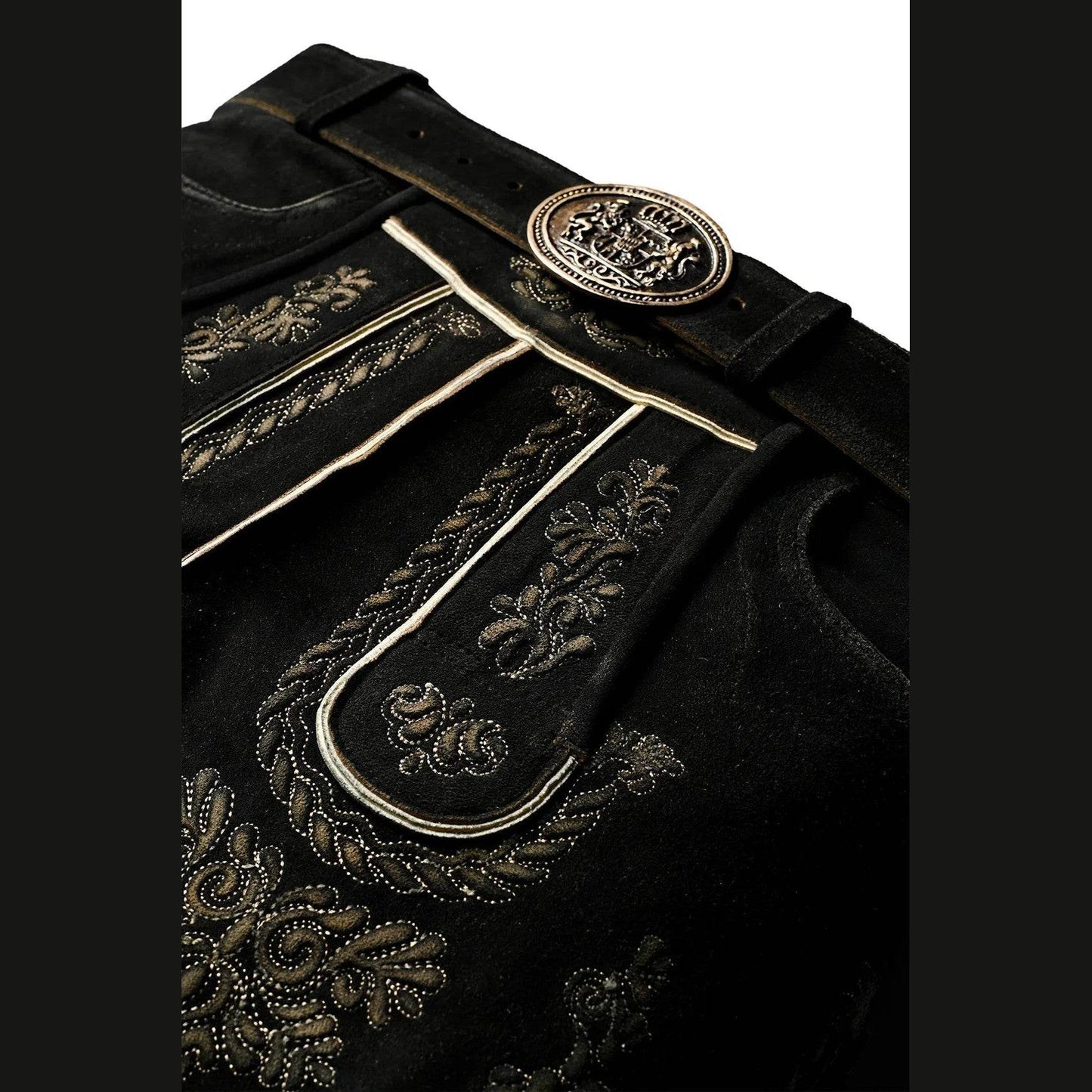 Bayerische Herren Lederhose kurz mit edlem Trägerdesign - Lederhose Herren