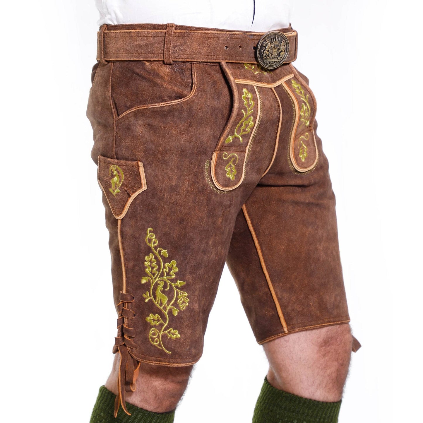 Bayerische Kurz Lederhose Herren mit Herz fürs Volksfest - Lederhose Herren