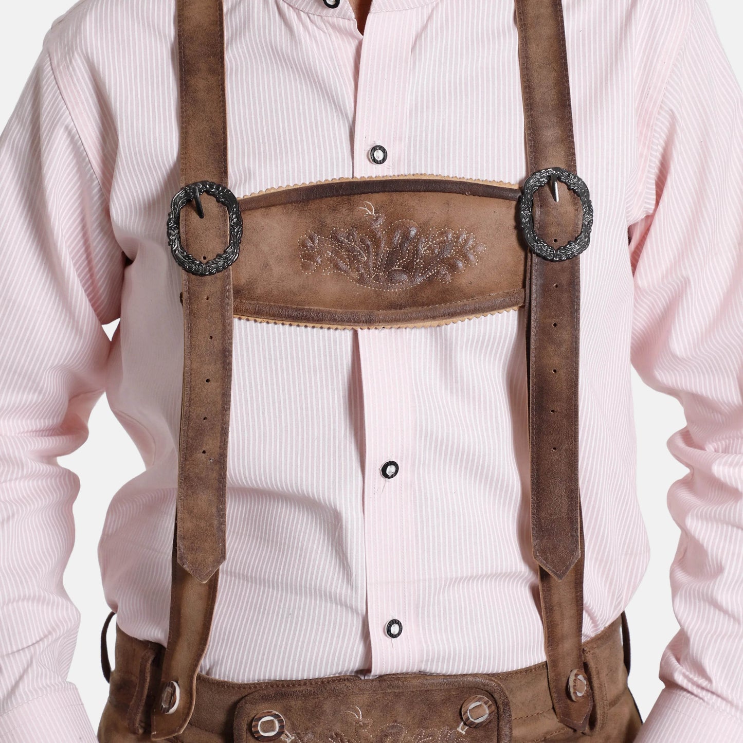 Lederhosen Hosenträger aus echtem Rindsleder im traditionellen Stil - Lederhose Herren