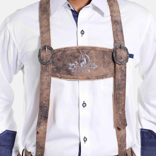 Lederhosen Hosenträger mit Stickerei und Schnallen