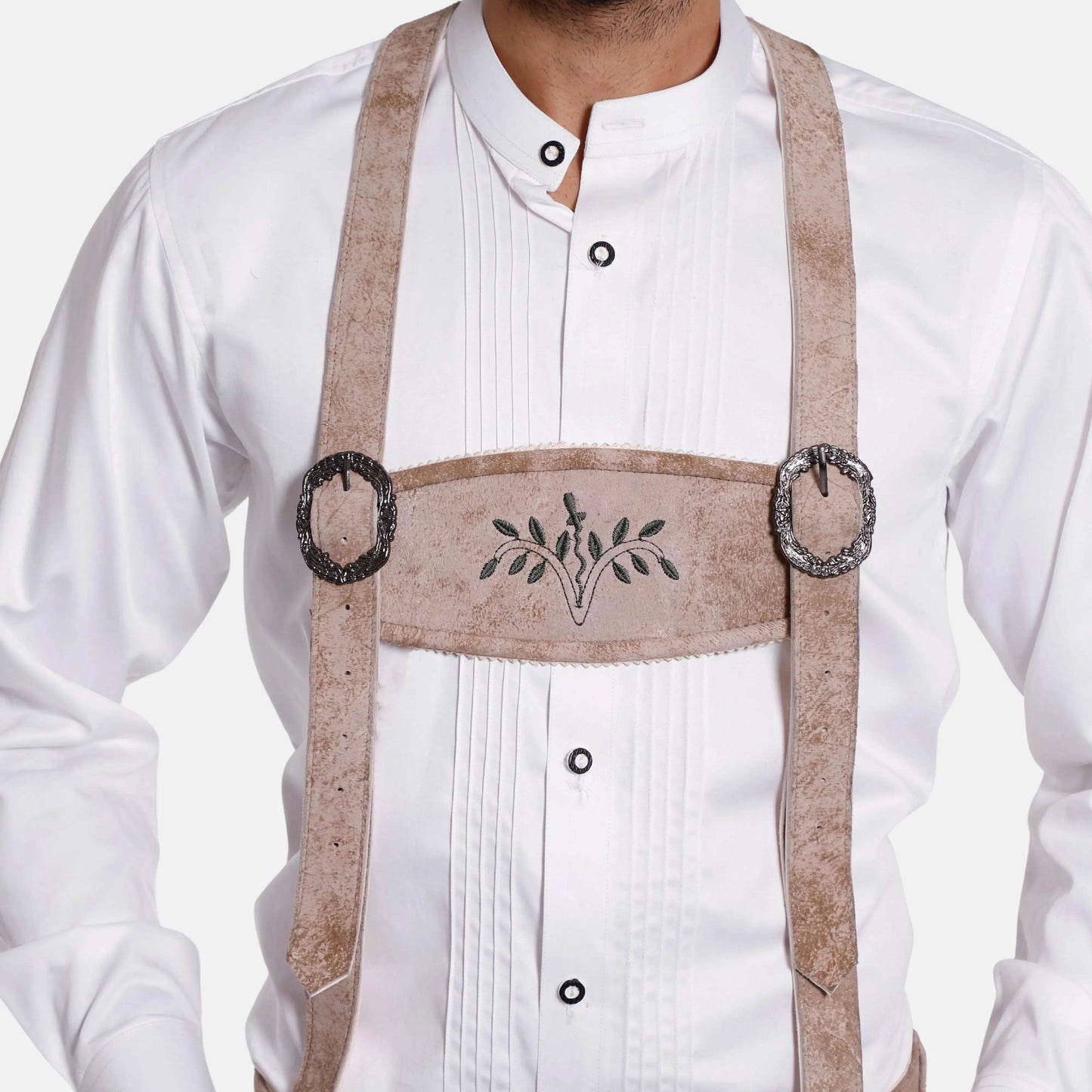 Verstellbare Lederhosen Hosenträger mit alpenländischer Stickerei - Lederhose Herren