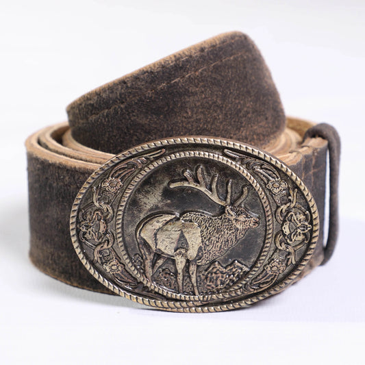 Bayerischer Trachtengürtel Herren mit Edelweiß-Schnalle aus Leder - Lederhose Herren