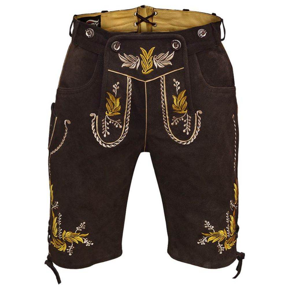 Klassische kurze Lederhose Herren mit Herzstickerei - Lederhose Herren