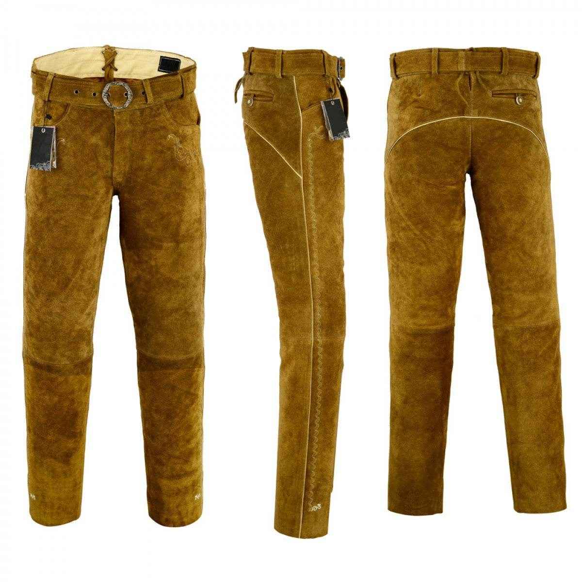 Bayerische braune Lederhose für Herren
