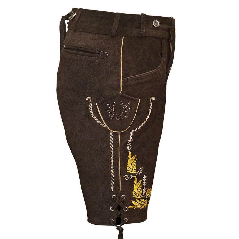 Klassische kurze Lederhose Herren mit Herzstickerei - Lederhose Herren