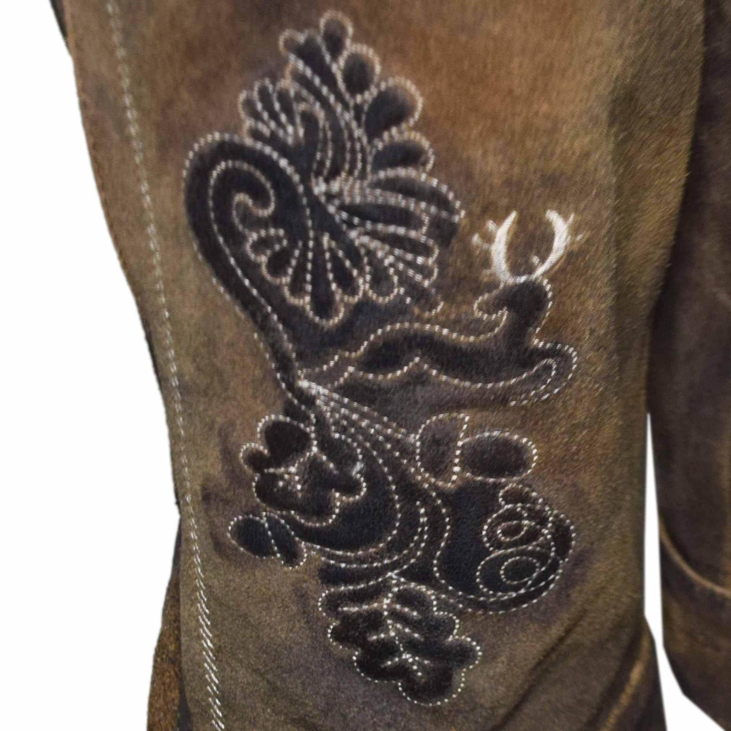 Zünftige Trachten-Bundhose für Herren mit Hirschstickerei - Lederhose Herren