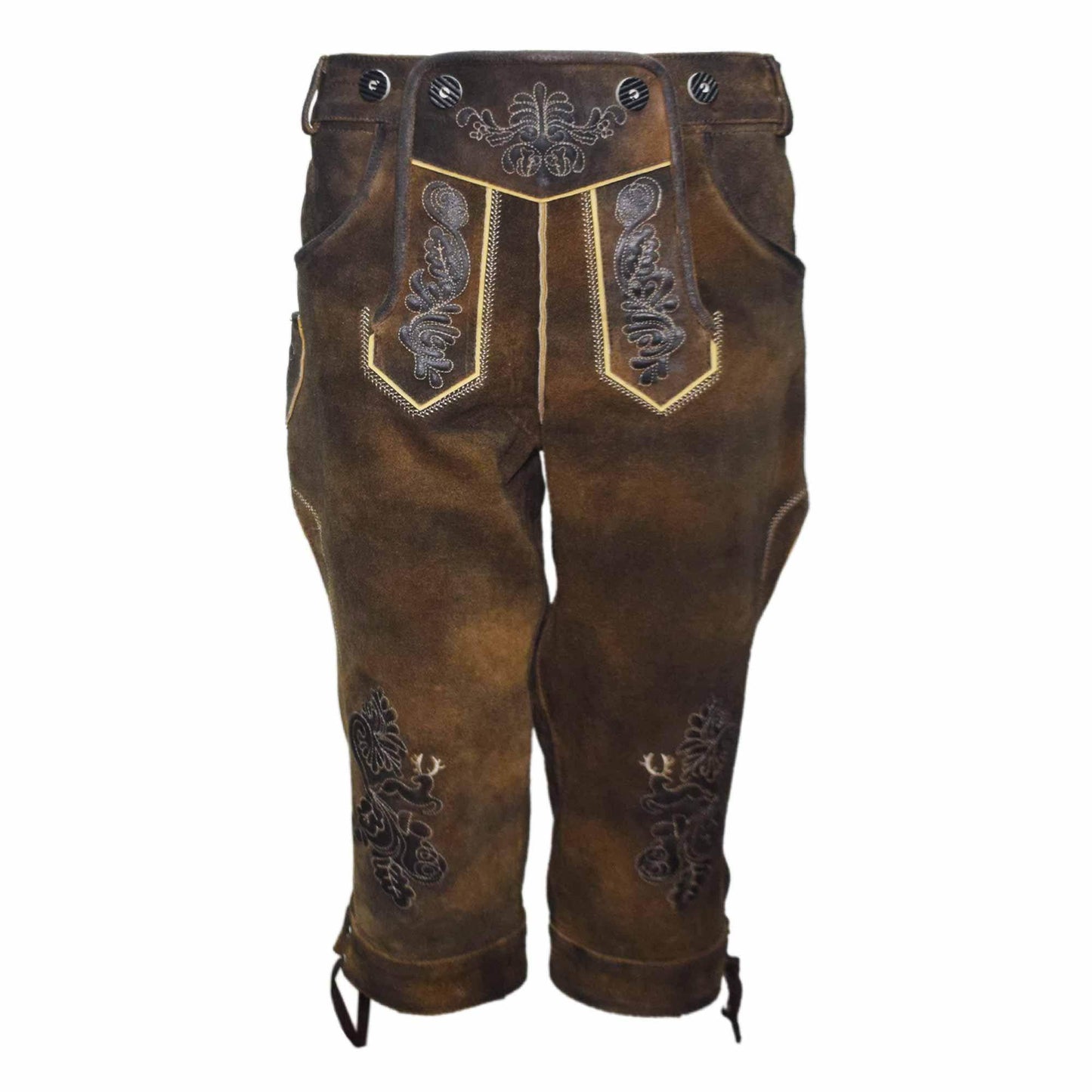Zünftige Trachten-Bundhose für Herren mit Hirschstickerei - Lederhose Herren