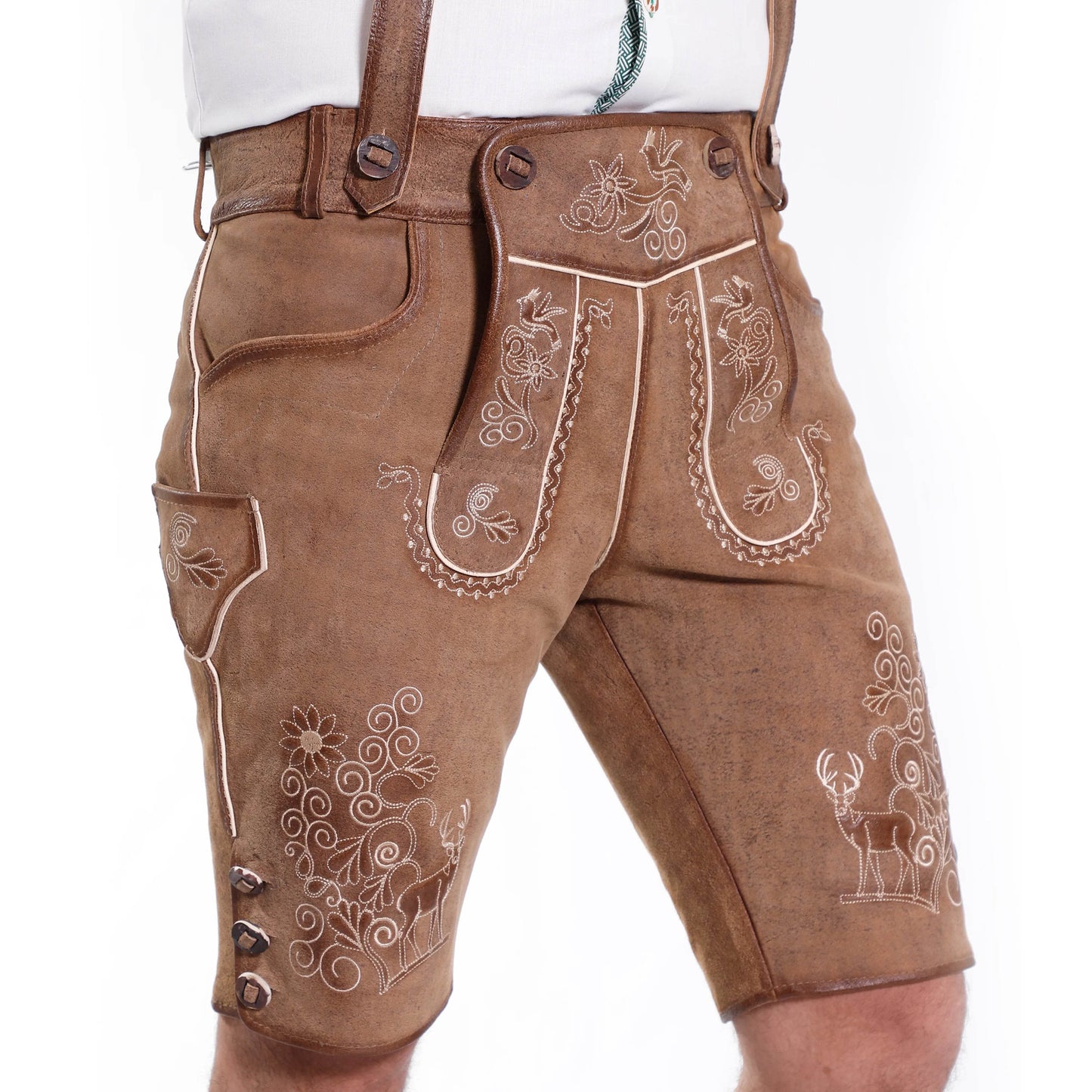 Kurz Lederhose Herren Tracht perfekt für Volksfest und Alm - Lederhose Herren