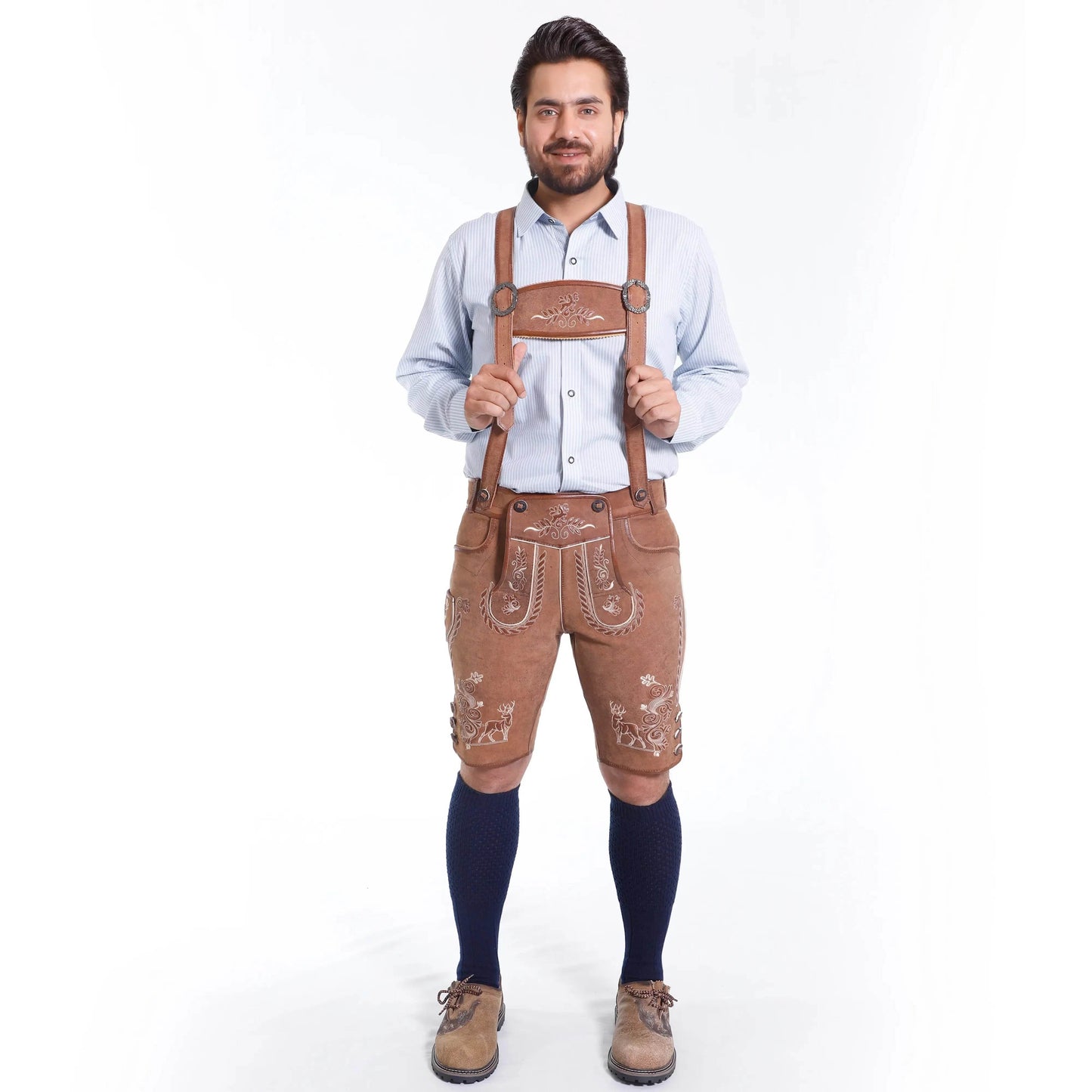 Männer Kurz Lederhose für Oktoberfest und Bergfeste ideal - Lederhose Herren