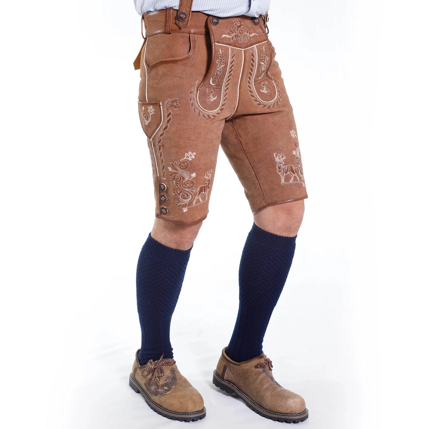Männer Kurz Lederhose für Oktoberfest und Bergfeste ideal - Lederhose Herren