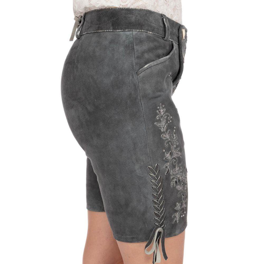 Oktoberfest Lederhose Damen kurz in Braun mit Stickerei - Lederhose Herren