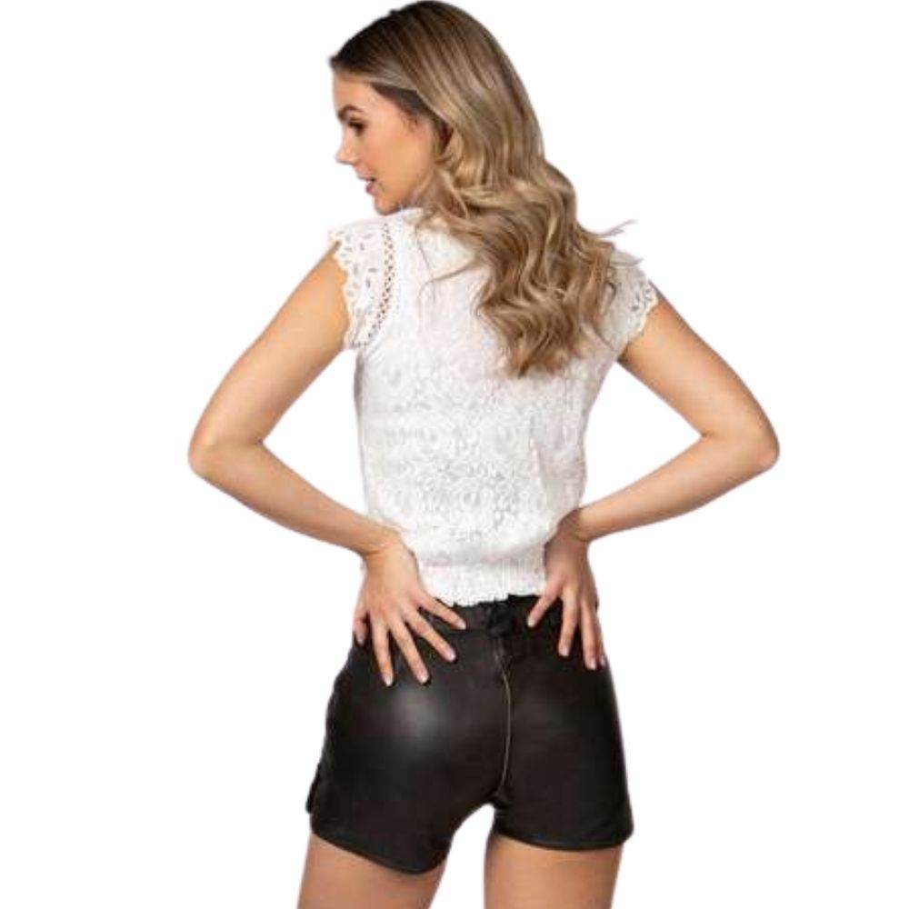Dunkelbraune Damen Trachtenhose kurz aus echtem Wildleder - Lederhose Herren