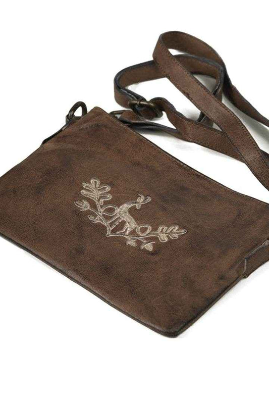 Braune Trachtentasche mit Stickerei für Oktoberfest
