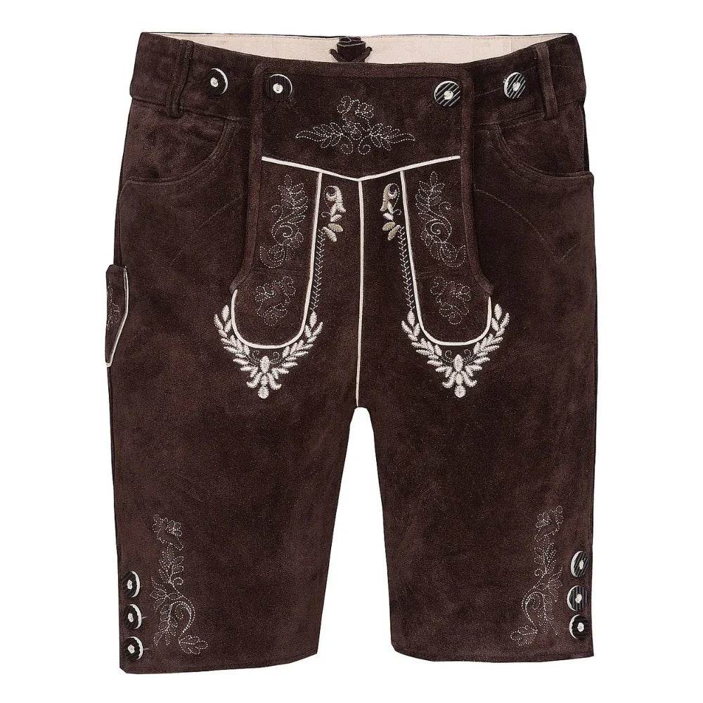 Herren Trachtenlederhose mit Latz und Hirschdekor - Lederhose Herren