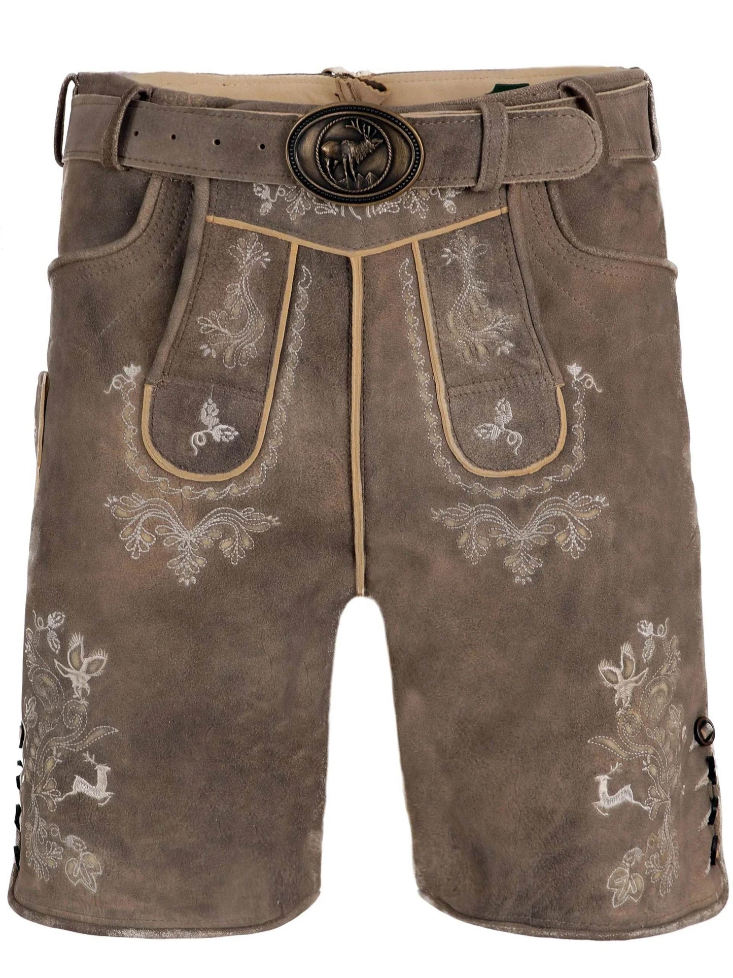 Herren Lederhose mit alpenländischer Stickerei verziert - Lederhose Herren