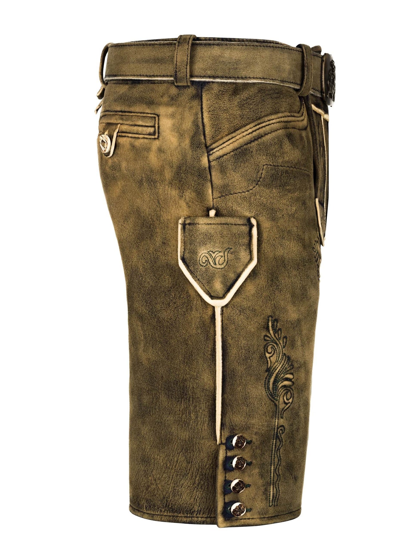 Trachtenhose Männer echt Leder mit Alpenverzierung - Lederhose Herren