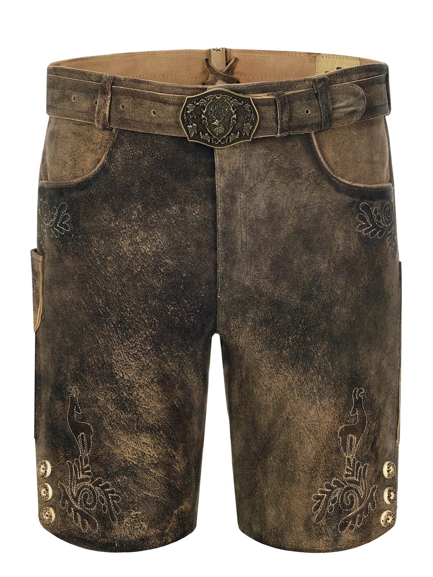 Urtypische Trachtenhose Herren mit Edelweißstickerei - Lederhose Herren