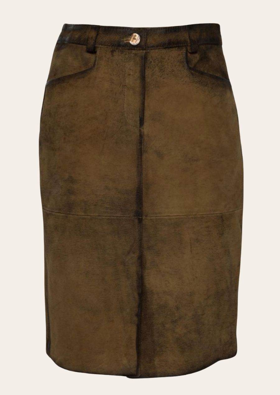 Kurzer Trachtenrock Leder Damen mit Hirschhornknöpfen - Lederhose Herren