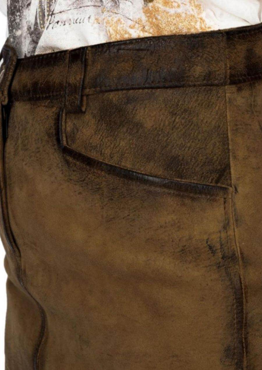 Kurzer Trachtenrock Leder Damen mit Hirschhornknöpfen - Lederhose Herren