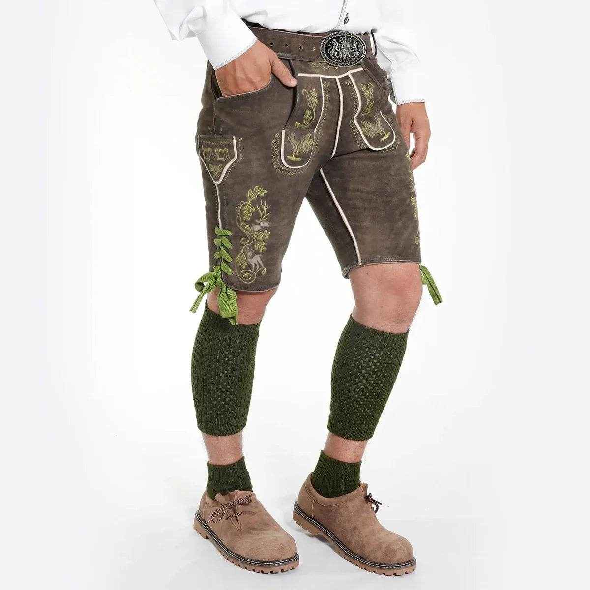 Lederhose Herren kurz mit Trachtenmuster aus Bayern