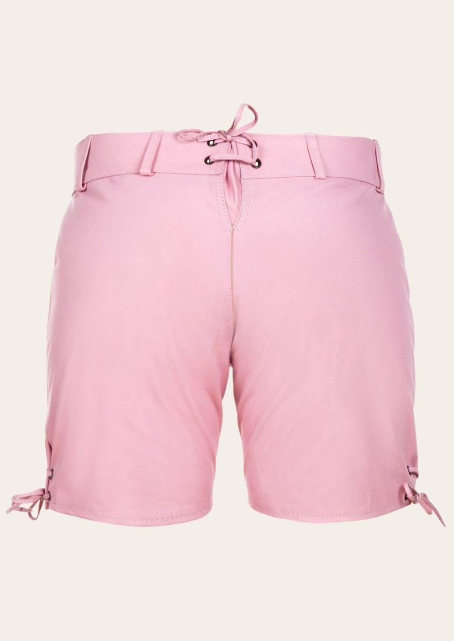 Women’s Oktoberfest shorts in pink with front drawstring and side ties