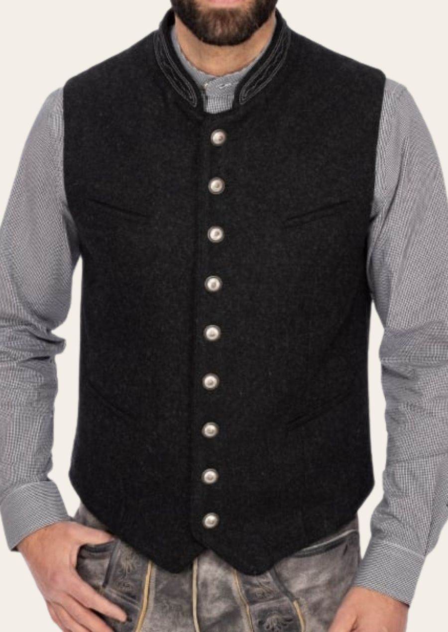 Gilet für Herren im klassischen Landhausstil aus Baumwollleinen - Lederhose Herren