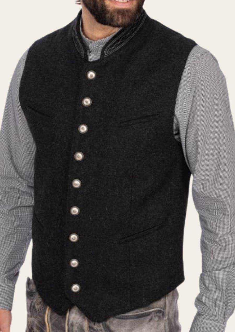 Gilet für Herren im klassischen Landhausstil aus Baumwollleinen - Lederhose Herren