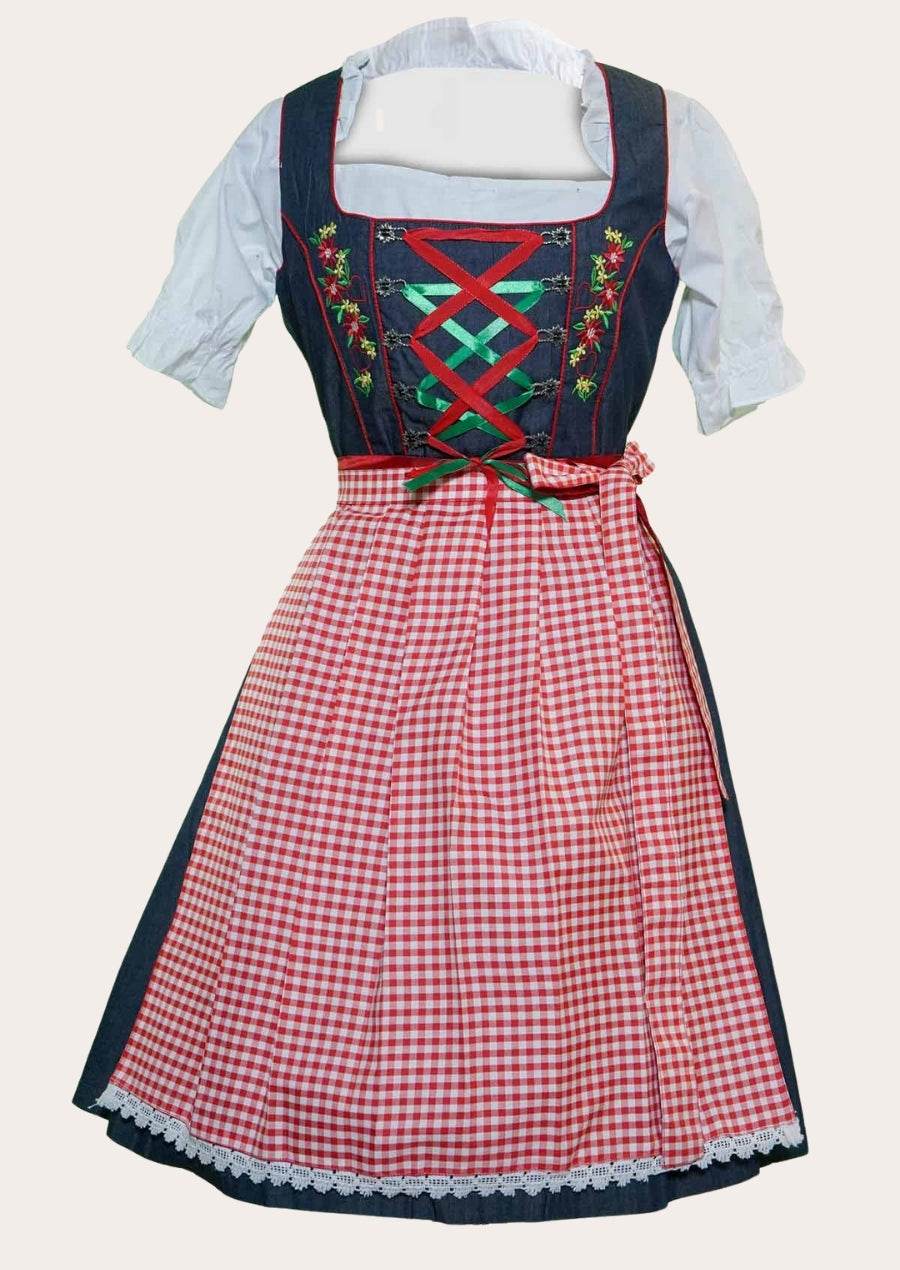 Bayerisches Dirndl Kleid mit Schnürmieder und festlicher Bluse - Lederhose Herren