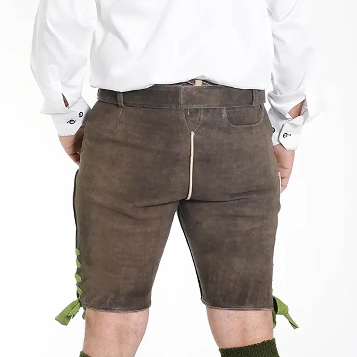 Lederhose Herren kurz mit Trachtenmuster aus Bayern - Lederhose Herren