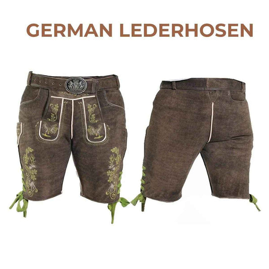 Lederhose Herren kurz mit Trachtenmuster aus Bayern