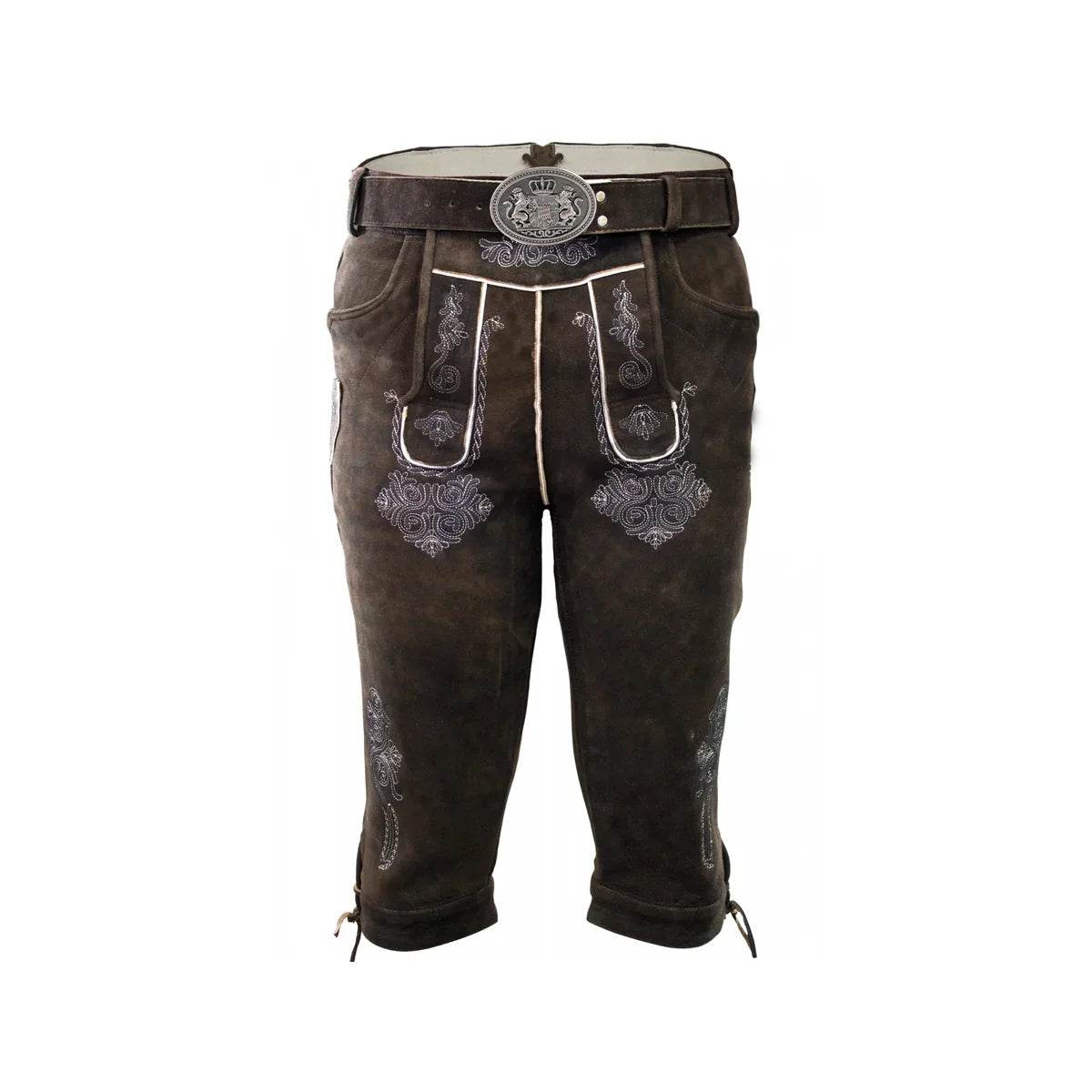 Klassische Wildleder Bundhose mit alpenländischem Look - Lederhose Herren