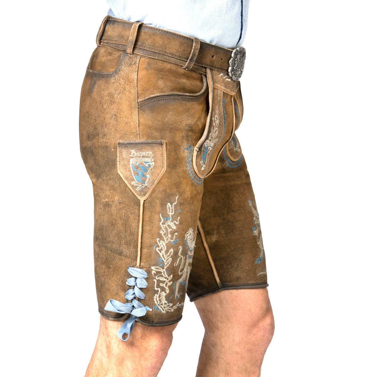 Trachtenhose Herren edel mit bayerischer Symbolik - Lederhose Herren