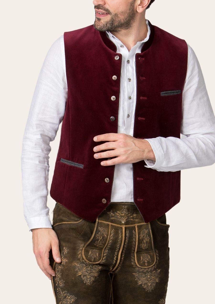 Bayerische Trachtenweste für Herren mit Trachtenknöpfen vorn - Lederhose Herren