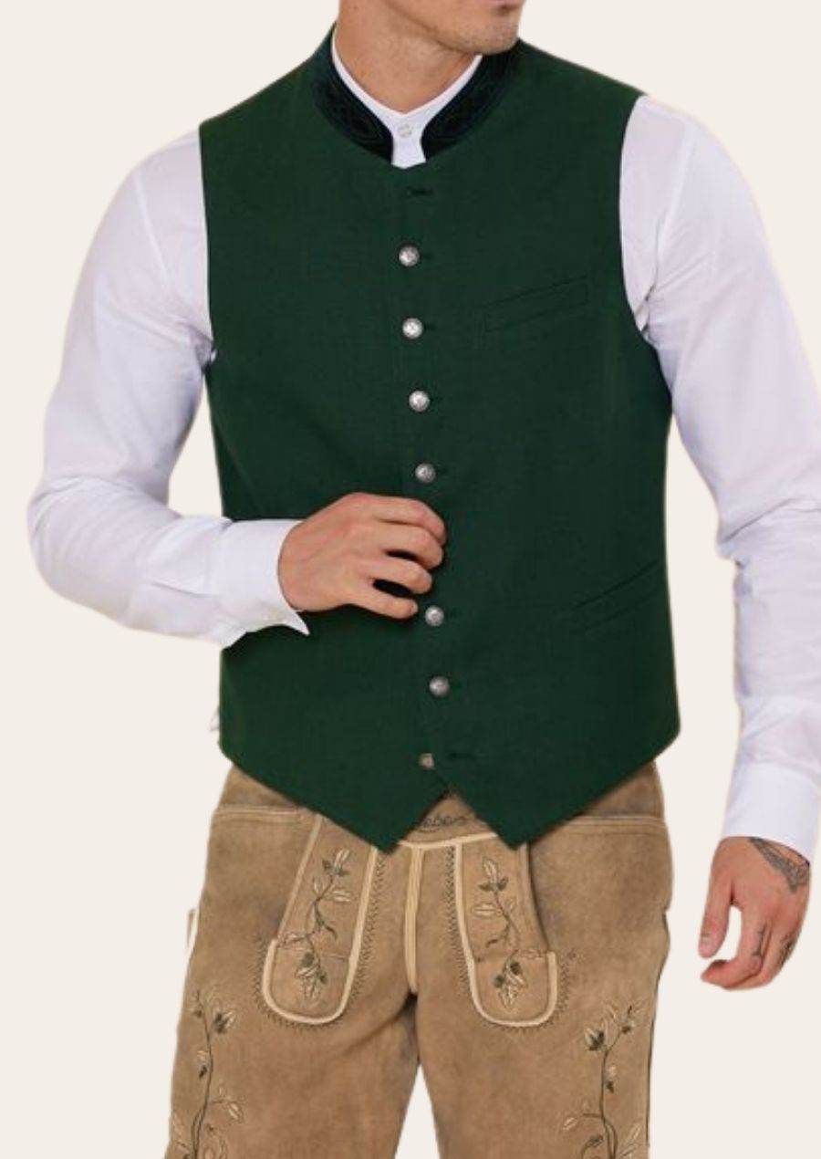 Stilvolle Weste zur Lederhose mit Knöpfen in Hirschhornoptik - Lederhose Herren