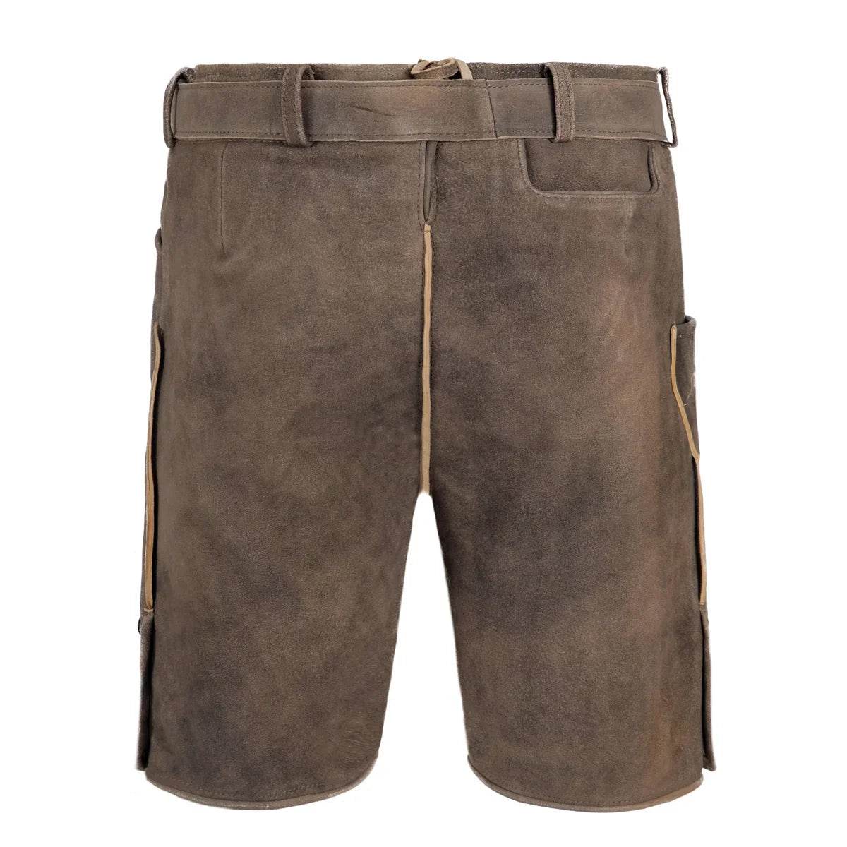 Lederhose Herren kurz mit Hirschhornknopf und Riegel - Lederhose Herren