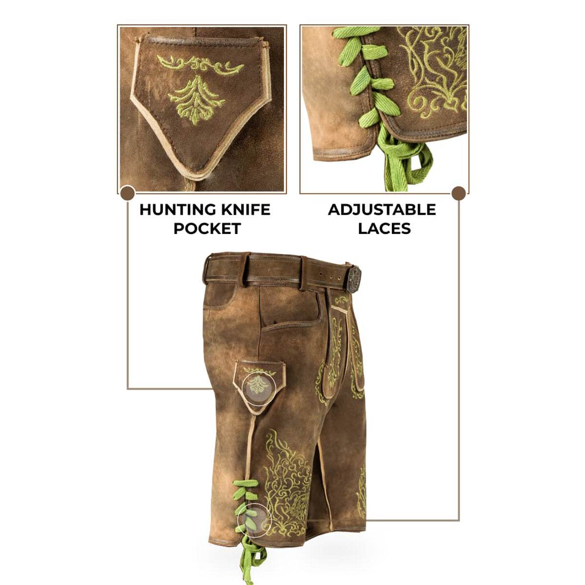 Kurze Trachtenhose Herren aus Velours mit Latz und Trägern - Lederhose Herren