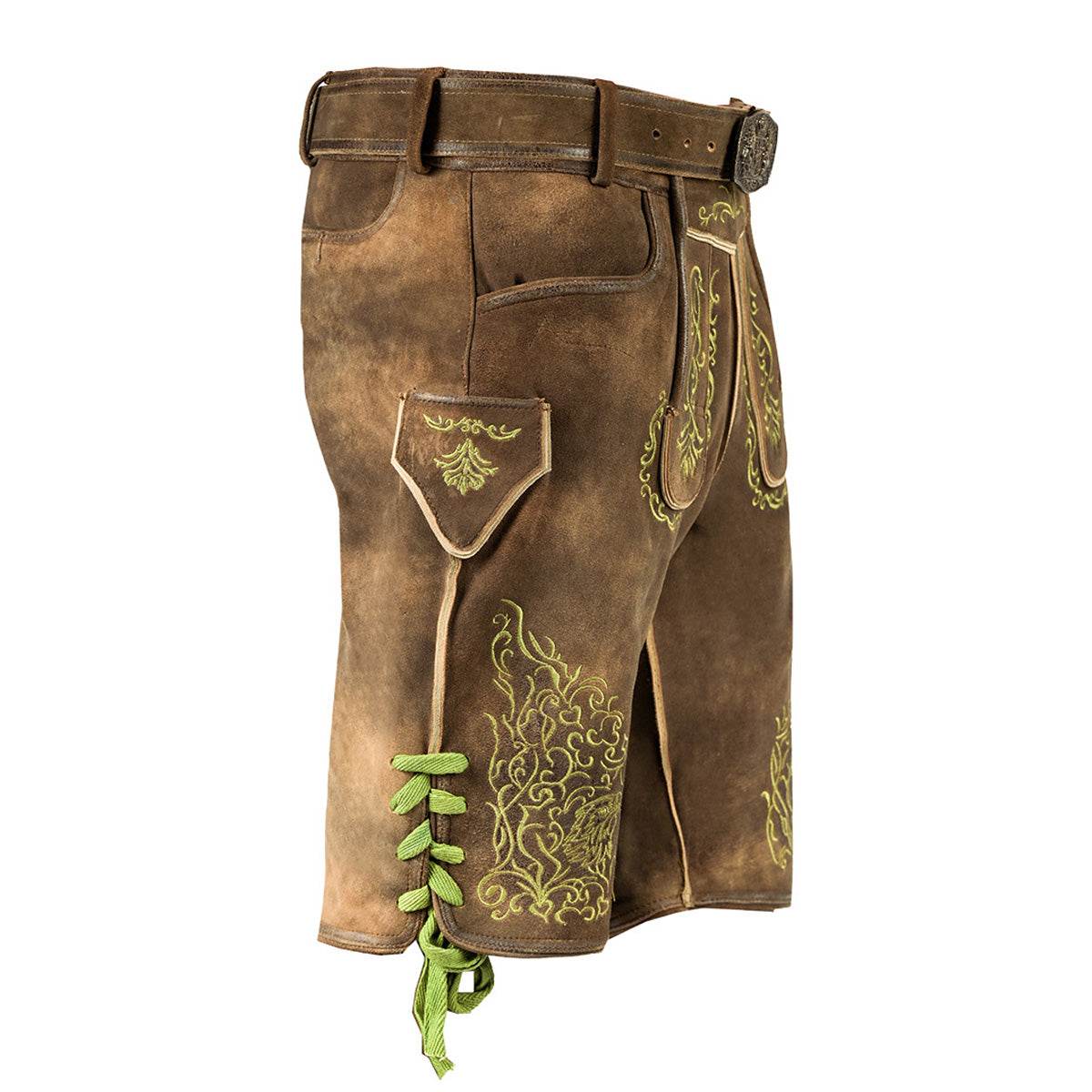 Kurze Trachtenhose Herren aus Velours mit Latz und Trägern - Lederhose Herren