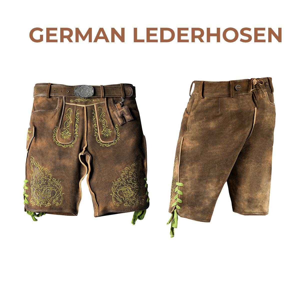 Bayerische Kurz Lederhose Herren mit Ziernähten