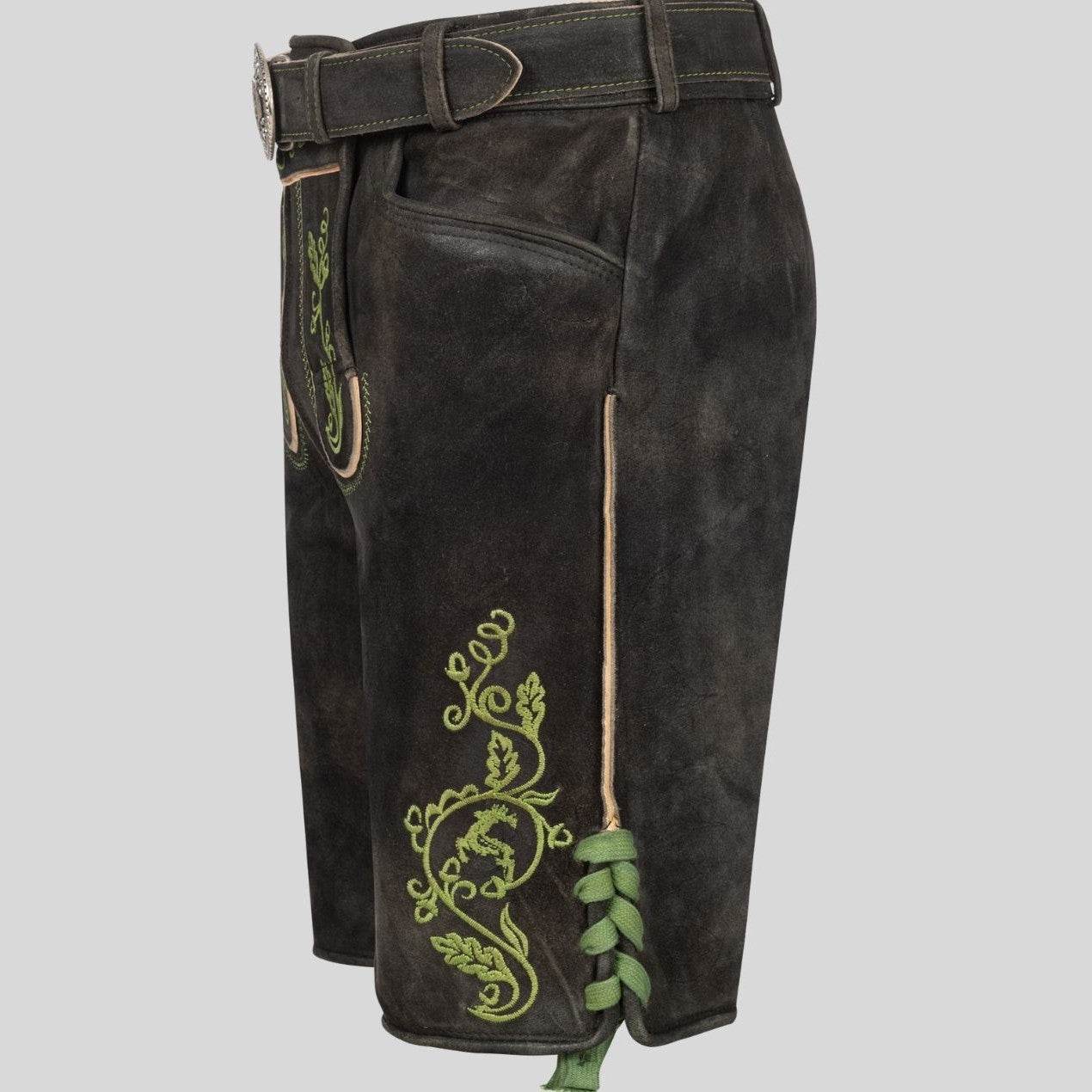 Originale Trachtenlederhose Herren mit Latz und Stickerei - Lederhose Herren