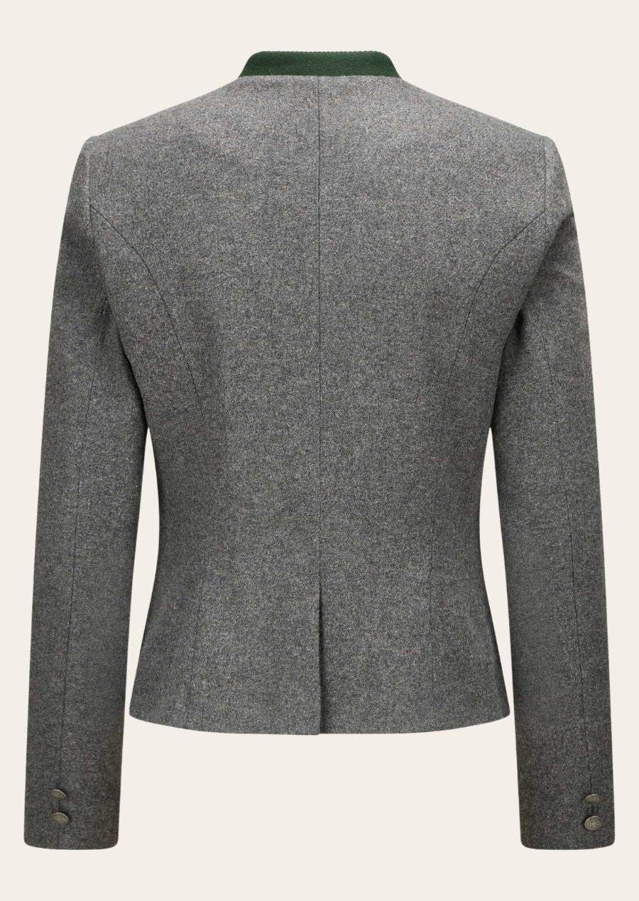 Women's traditional jacket back, gray with tailored seam and small button details