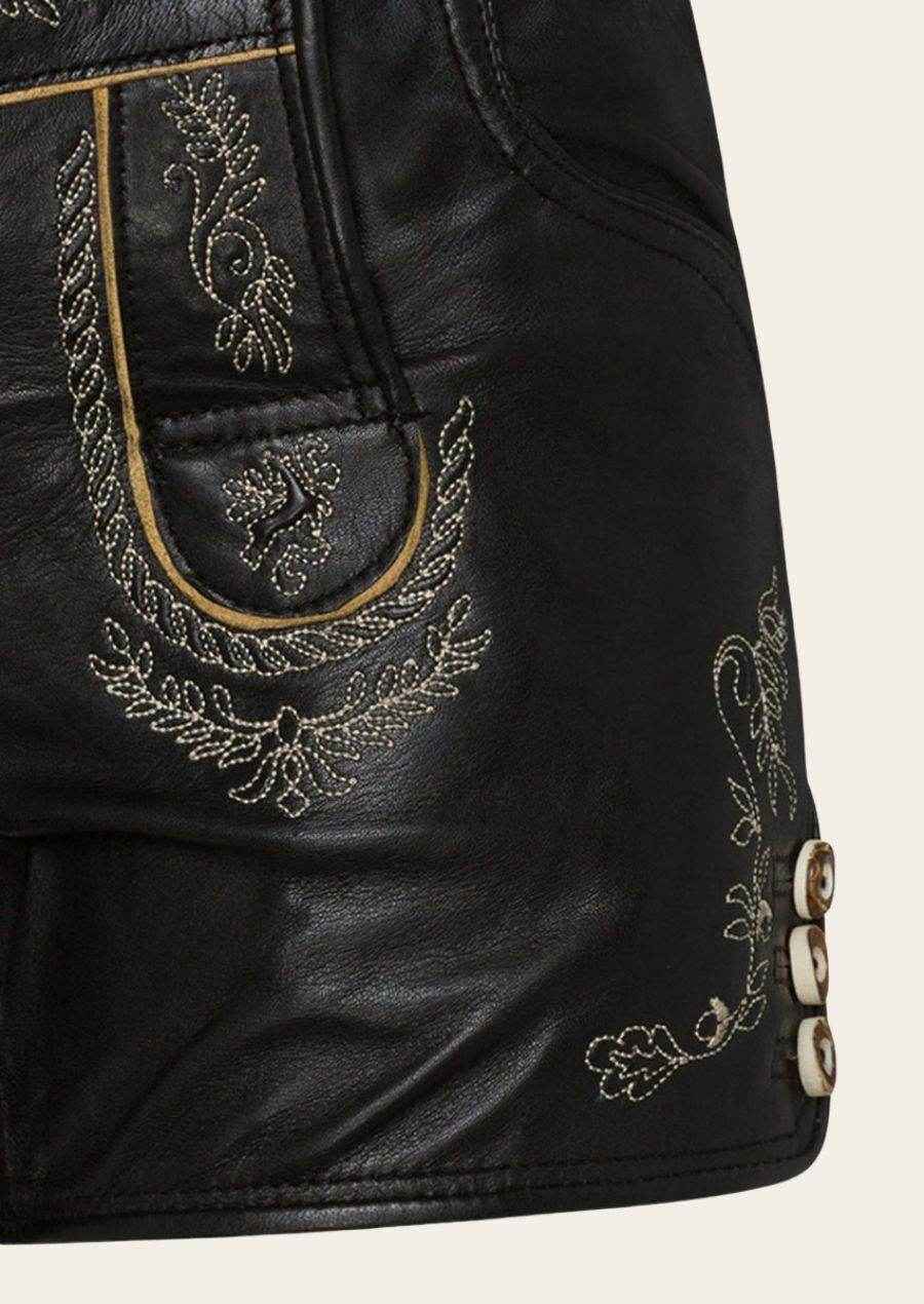 Damen Trachtenhose aus Veloursleder mit Stickmuster