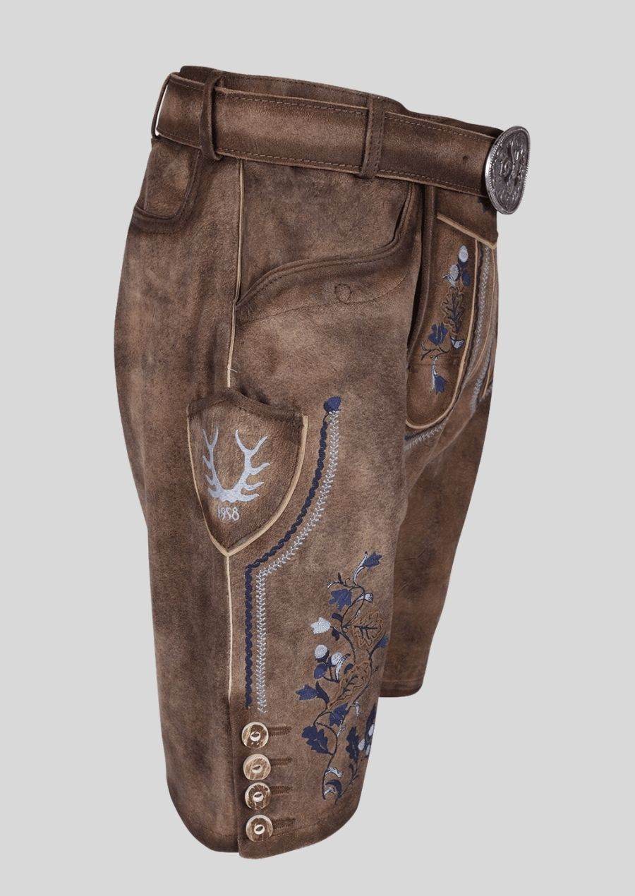 Robuste Wildlederhose Herren mit bayerischer Verzierung - Lederhose Herren