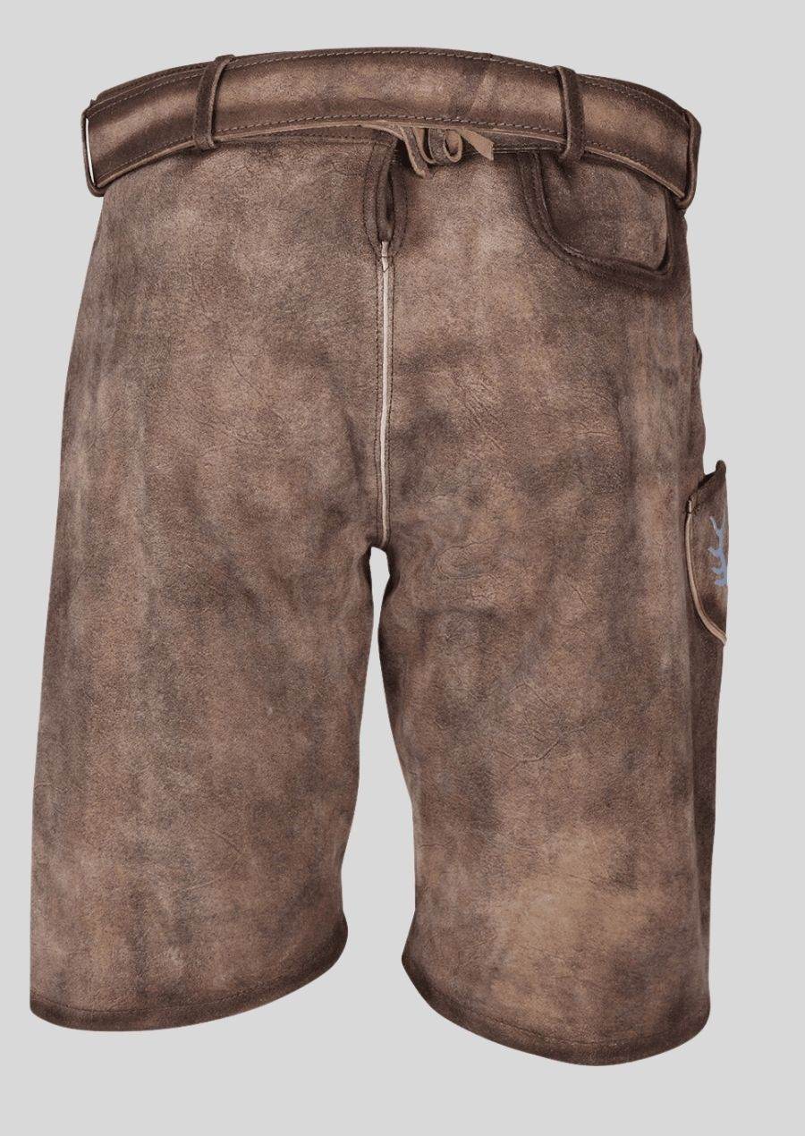 Men's Bavarian lederhosen, plain brown back with waistband and pocket seams
