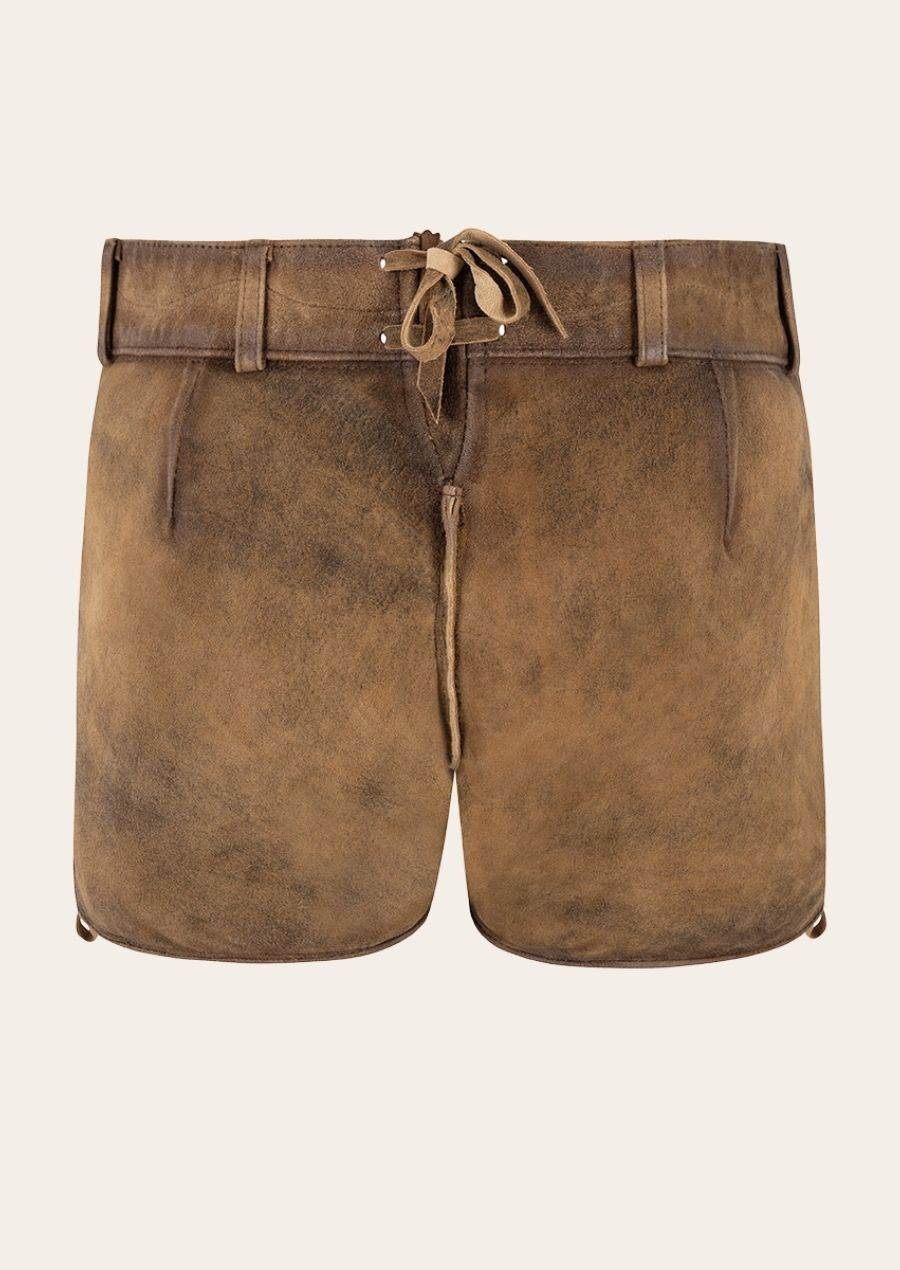 Damen Lederhose für Oktoberfest mit Hirsch-Stickerei - Lederhose Herren