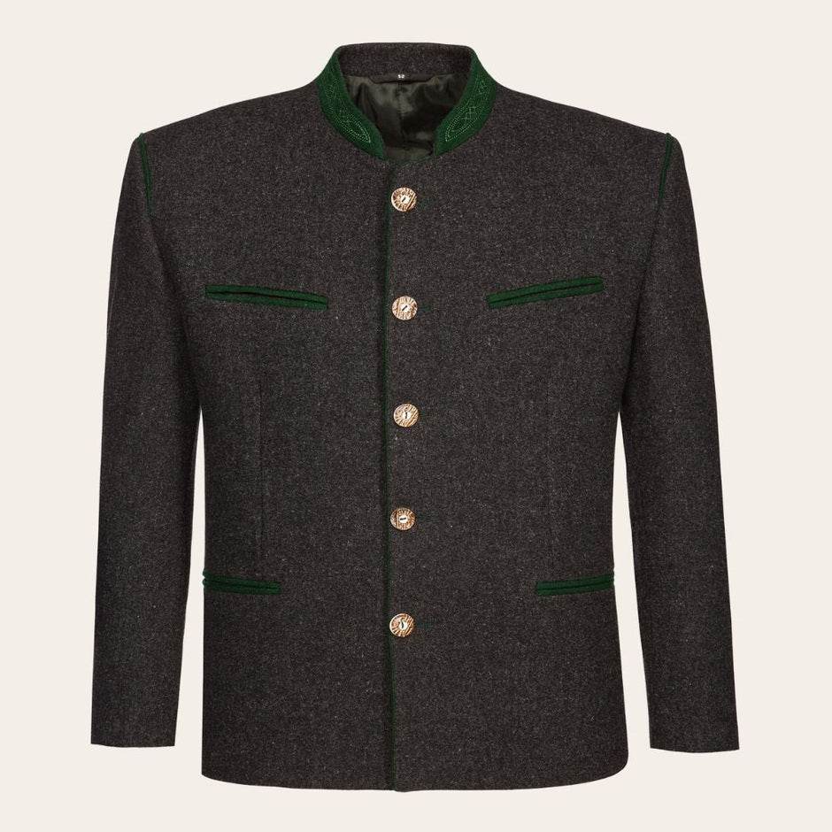 Trachtenjacke Herren stilvoll mit Hornknöpfen und Stehkragen - Lederhose Herren