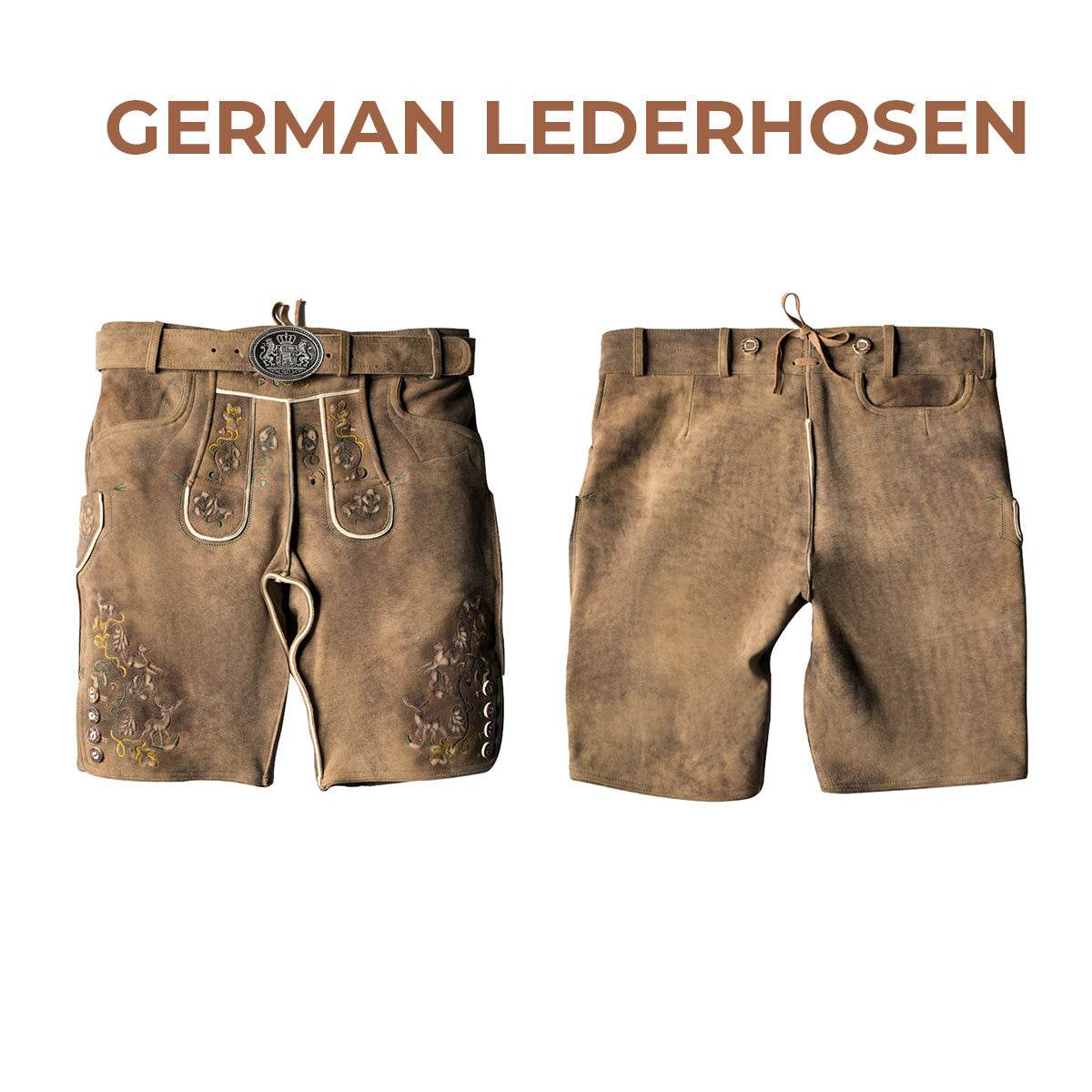 Kurz Lederhose Herren kurz im Trachtenstil mit Riegelbund - Lederhose Herren