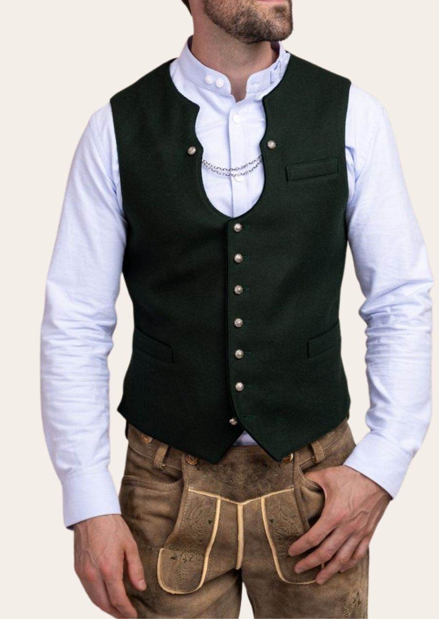 Edle Trachtenweste für Herren mit Knöpfen in Hirschhornoptik - Lederhose Herren