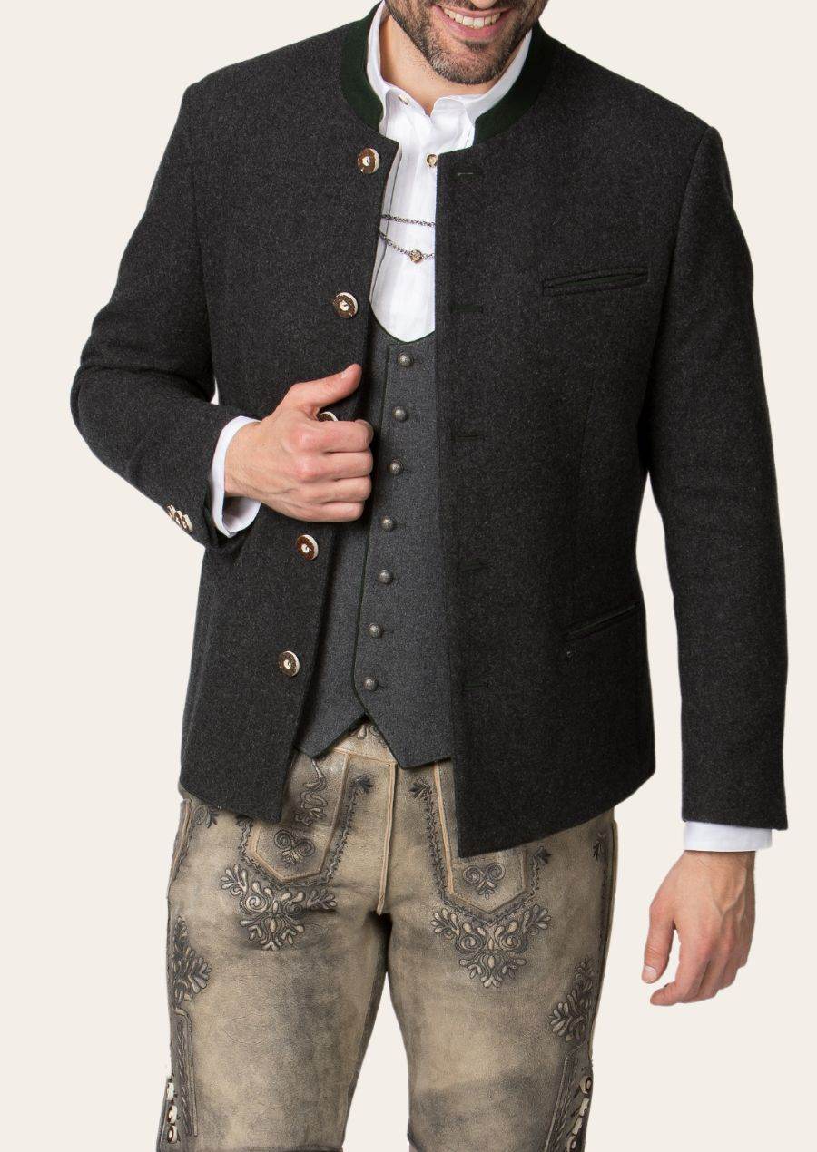 Männer Trachtenjacke aus Wolle mit klassischem Schnitt - Lederhose Herren